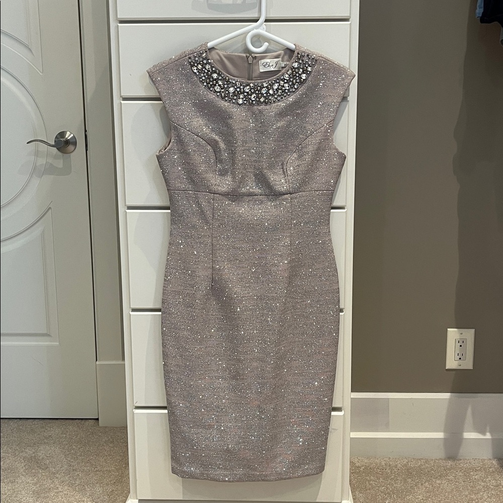 Eliza J. Rhinestone Glitter Sheath Dress, Career Cocktail Dress, Size 4, NWT Sm